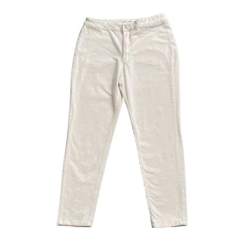 Almost Famous Corduroy Pants Womens Size 11 Off White Tapered Ankle 26.5" Inseam